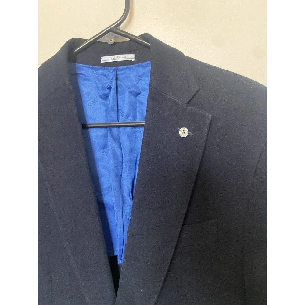 Dutch Dandies Velvet Sport Coat Blazer Navy Blue Size 48